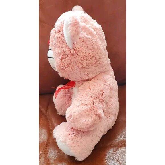 11 Inch Pink White Cat Red Round Flocked Nose Calplush Stuffed Animal Plush Toy - Picture 2 of 11